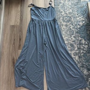 Aritzia Slate Blue Wide-Leg Jumpsuit